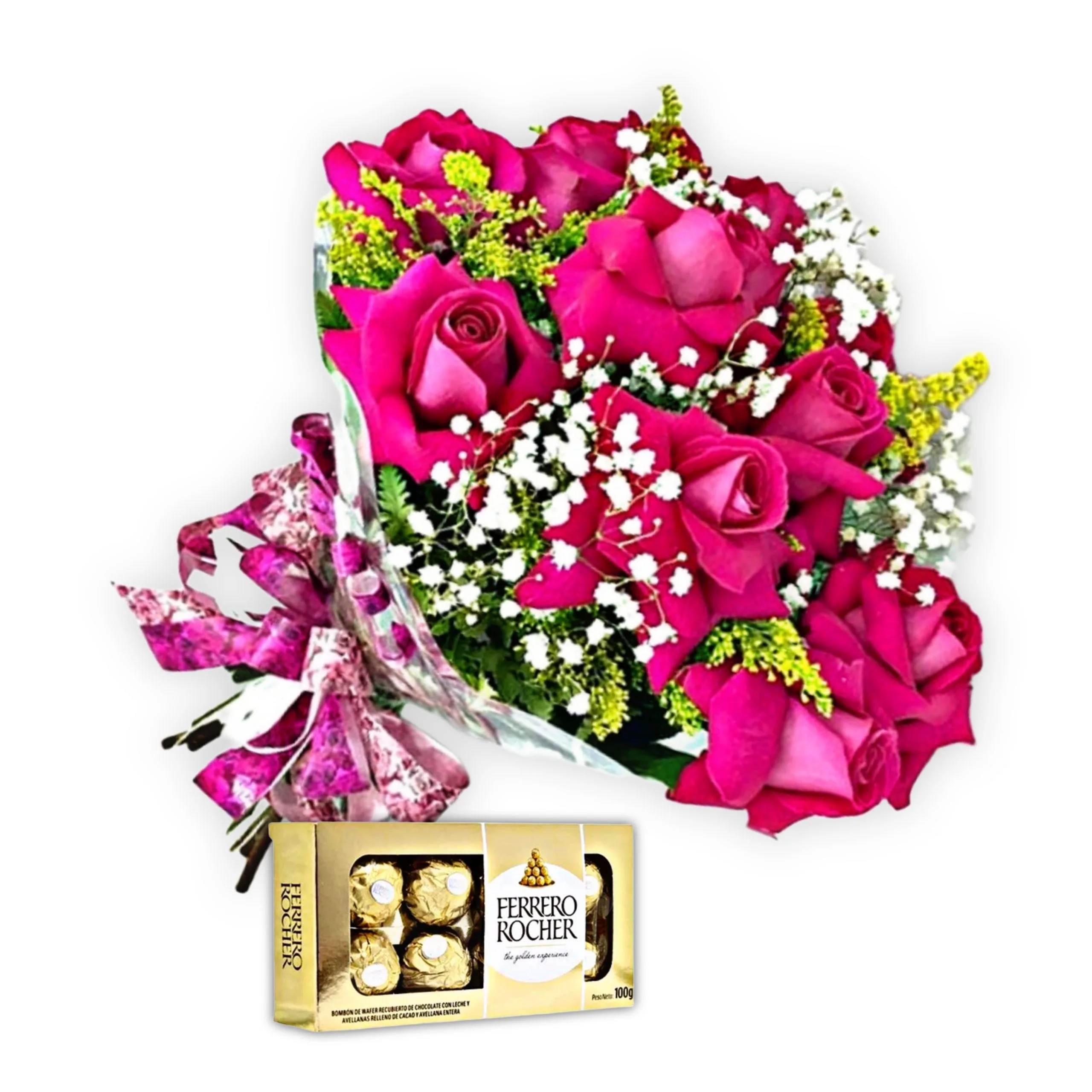 IMG_3410.webp Elegante Buquê De 12 Rosas Com Ferrero - Imagem 1